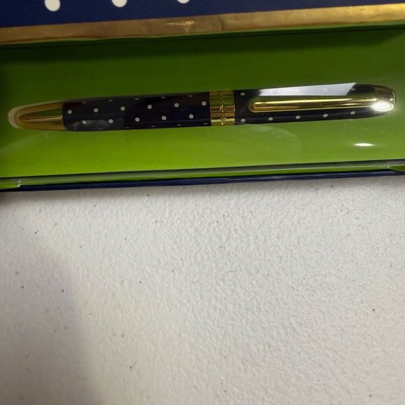 KATE SPADE NEW YORK NAVY LARABEE DOT BALL POINT PEN NEW IN GIFT BOX BLACK INK - Picture 3 of 6